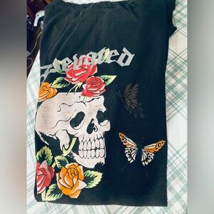 Scull Leggings Black Graphic  Skull and Roses